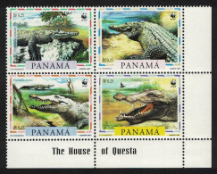 Panama WWF American Crocodile 4v Corner Block Of 4 1997 MNH SG#1590-1593 MI#1787-1790 Sc#846 A-d - Panamá