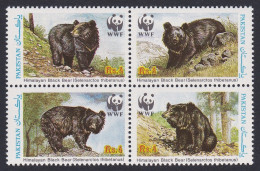 Pakistan WWF Himalayan Black Bear 4v Block Of 4 1989 MNH SG#780-783 MI#759-762 Sc#719 A-d - Pakistán