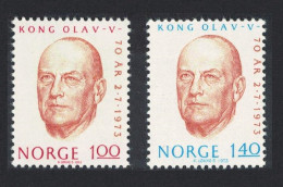 Norway King Olav's 70th Birthday 2v 1973 MNH SG#702-703 Sc#619-620 - Unused Stamps