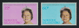 Norfolk 80th Birthday Of Queen Mother 2v 1980 MNH SG#252-253 Sc#271-272 - Isla Norfolk