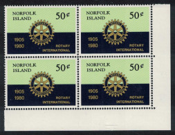Norfolk 75th Anniversary Of Rotary International SE Corner Block Of 4 1980 MNH SG#235 Sc#255 - Isola Norfolk