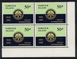 Norfolk 75th Anniversary Of Rotary International SE Corner Block Of 4 1980 MNH SG#235 Sc#255 - Isla Norfolk