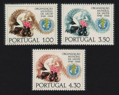 Portugal Medicine 20th Anniversary Of WHO 3v 1968 MNH SG#1343-1345 - Unused Stamps