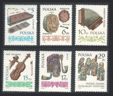 Poland Musical Instruments 1st Series 6v 1984 MNH SG#2914-2919 Sc#2682-2687 - Unused Stamps