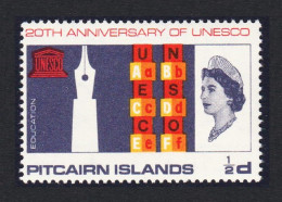 Pitcairn 20th Anniversary Of UNESCO ½d 1966 MNH SG#61 Sc#64 - Islas De Pitcairn