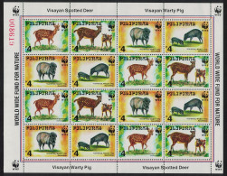 Philippines WWF Spotted Deer Warty Pig Sheetlet Of 4 Sets 1997 MNH SG#2992-2995 MI#2814-2817 Sc#2476-2479 - Filippine