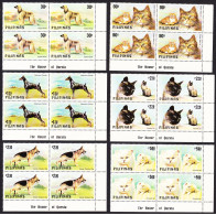Philippines Cats And Dogs 6v Corner Blocks With Margins 1979 MNH SG#1539-1544 MI#1306-1311 - Filipinas