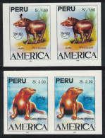 Peru Tapir Otter UPAEP UNISSUED Imperf RARR Horiz Pairs 1993 MNH - Perú