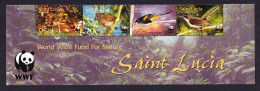 St. Lucia WWF Birds Bottom Strip Of 4v WWF Logo 2001 MNH SG#1242-1245 MI#1142-1145 Sc#1132-1135 - St.Lucie (1979-...)