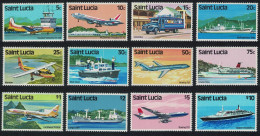 St. Lucia Transport Aircraft Ships Cars 12v 1980 MNH SG#537-548 MI#502-513 - St.Lucie (1979-...)