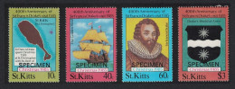 St. Kitts Christmas Sir Francis Drake's Visit 4v Specimen 1985 MNH SG#181-184 - St.Kitts E Nevis ( 1983-...)