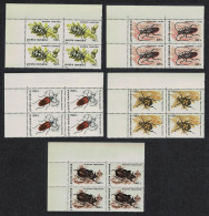 Romania Beetles 5v 1st Series Corner Blocks Of 4 1996 MNH SG#5800=5807 MI#5165-5169 - Neufs