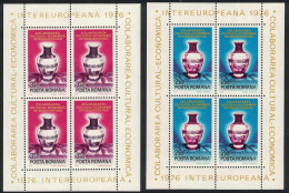 Romania Vases From Cluj-Napoca Porcelain Factory 2v Sheetlets 1976 MNH SG#4215-4216 - Ungebraucht