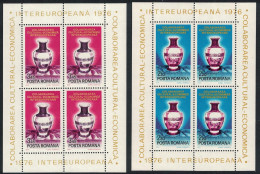 Romania Vases From Cluj-Napoca Porcelain Factory 2v Sheetlets 1976 MNH SG#4215-4216 - Unused Stamps