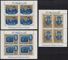 Ras Al Khaima Churchill Commemoration 3 MSs 1965 MNH SG#MS14a - Ras Al-Khaima