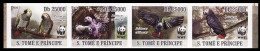 Sao Tome Birds WWF Grey Parrot Strip Of 4 Imperf Stamps 2009 MNH MI#3777B-3780B - São Tomé Und Príncipe