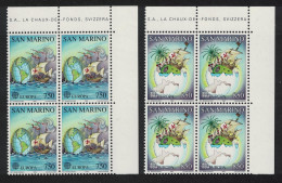 San Marino Columbus Discovery Of America 2v Corner Blocks Of 4 1992 MNH SG#1432-1433 - Nuovi