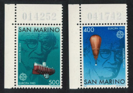 San Marino Auguste Piccard Stratosphere Balloon Bathyscaphe Corners 1983 MNH SG#1210-1211 - Ongebruikt