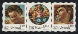 San Marino Christmas 500th Birth Anniversary Of Michelangelo 3v Strip 1975 MNH SG#1037-1039 - Neufs