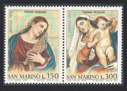 San Marino Christmas Titian Paintings 2v 1976 MNH SG#1066-1067 - Nuevos