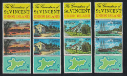 St. Vincent Gren Union Island Mail Schooner Pairs Both Labels 1976 MNH SG#74-77 - St.Vincent & Grenadines