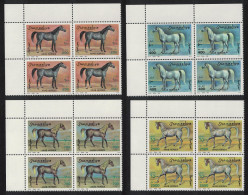 Somalia Arabian Horses 4v Corner Blocks Of 4 1996 MNH MI#588-591 - Somalie (1960-...)