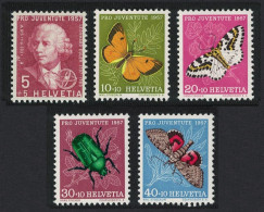 Switzerland Butterflies 5v Moths Beetle Pro Juventute 1957 1957 MNH SG#J167-J171 Sc#B267-B271 - Nuevos