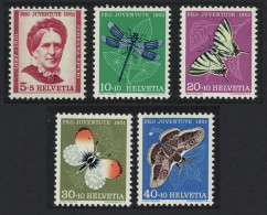 Switzerland Butterflies Moths Dragonfly 5v Pro Juventute 1951 1951 MNH SG#J137-J141 Sc#B207-B211 - Nuevos