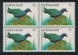 Suriname American Purple Gallinule Bird Block Of 4 1985 MNH SG#1248 - Suriname