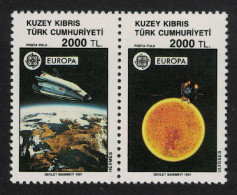 Turkish Cyprus Shuttle Europe In Space 2v Pair 1991 MNH SG#306 MI#Block 9 Sc#298 - Unused Stamps