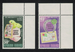 Togo Bird Gorse Shoe National Lottery 2v Corners 1968 MNH SG#610-611 Sc#654-655 - Togo (1960-...)