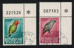 Togo Red-faced Lovebird Grey Parrot Birds 2v Corners Control Numbers 1964 Canc SG#363-364 - Togo (1960-...)