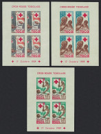 Togo Red Cross Commemoration 3 MSs Imperf 1959 MNH SG#MS238a MI#Block 2B-4B Sc#B12a-B14a - Togo (1960-...)