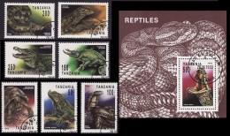 Tanzania Reptiles 7v+MS 1993 CTO SG#1528-MS1535 MI#1503-15090+Block 220 Sc#1128-1135 - Tanzania (1964-...)