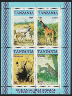 Tanzania Oryx Giraffe Rhinoceros Cheetah MS 1986 MNH SG#MS483 Sc#318a - Tanzania (1964-...)