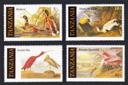 Tanzania Mallard Eider Ibis Spoonbill Birds Audubon 4v 1986 MNH SG#464-467 Sc#306-309 - Tanzania (1964-...)