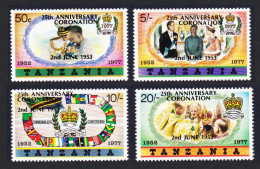 Tanzania 25th Anniversary Of Coronation Overprint Type A 4v 1978 MNH SG#233-236A Sc#99-102 - Tanzania (1964-...)