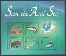 Uzbekistan Caracal Wild Cat Hyena Animals Fish - Save The Aral Sea MS 1996 MNH SG#MS116 MI#Block 12 - Ouzbékistan