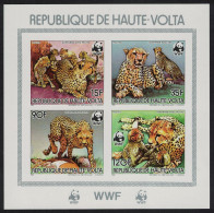 Upper Volta WWF Cheetah Souvenir Sheet Imperf 1984 MNH SG#723-726 MI#957-960KB B Sc#654-657 - Upper Volta (1958-1984)