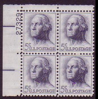 USA George Washington 5c Plate Block 1962 MNH SG#1207 MI#817 - Nuevos
