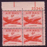 USA Airmail 6c Plate Block 1949 MNH SG#a944 MI#553A - Nuevos