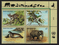 UN Vienna Ocelot Bird White Eye Monk Seal Elephant 4v Block Of 4v 1994 MNH SG#V161-V164 Sc#165a - Sonstige & Ohne Zuordnung