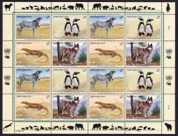 UN Vienna Birds Zebra Penguins Lizard Wolf Sheetlet Of 4 Sets 1993 MNH SG#V142-V145 MI#143-146 Sc#146a - Otros & Sin Clasificación