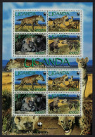 Uganda WWF Spotted Hyaena Sheetlet Of 2 Sets 2008 MNH SG#MS2555 MI#2663-2666 Sc#1892a-d - Ouganda (1962-...)