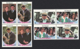 Tuvalu Royal Wedding Prince Andrew 4v Blocks Of 4 1986 MNH SG#397-400 - Tuvalu