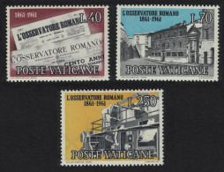 Vatican 'L'Osservatore Romano' Newspaper 3v 1961 MNH SG#352-354 Sc#310-312 - Ungebraucht