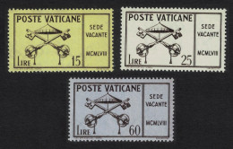 Vatican Vacant See St Peter's Keys 3v 1958 MNH SG#279-281 Sc#247-249 - Nuevos