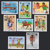 Zaire Football Swimming Boxing Basketball Volleyball 8v 1985 MNH SG#1223-1230 Sc#1182-1189 - Unused Stamps