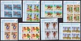 Zaire Football Swimming Boxing Basketball Corner Blocks Of 4 1985 MNH SG#1223-1230 Sc#1182-1189 - Nuovi