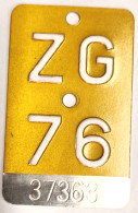 Velonummer Mofanummer Zug ZG 76 - Plaques D'immatriculation
